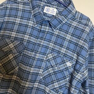 Hurley Men's XL Blue Plaid Flannel Shirt Two Pocket Button Up Heavyweight